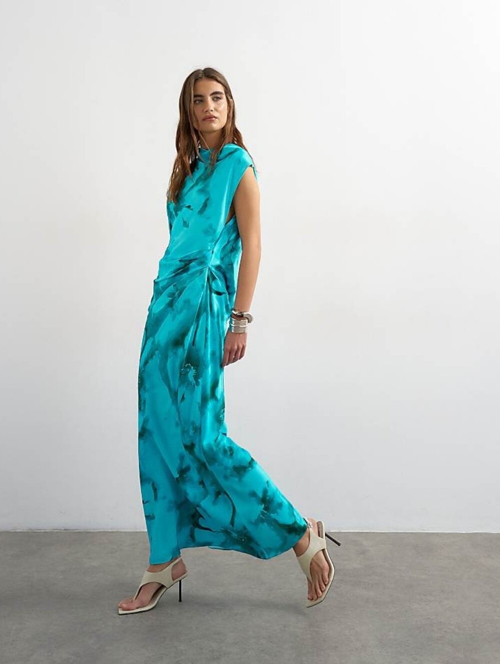 NWT TOPSHOP AQUA FLORAL SEXY MIDI DRESS
